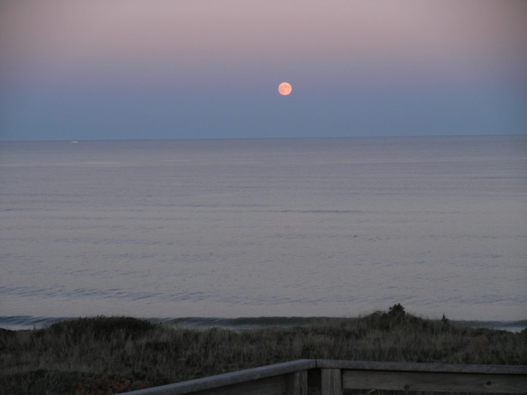 The platform at the Marconi Site is perfect for watching the sun set and the full moon rise.